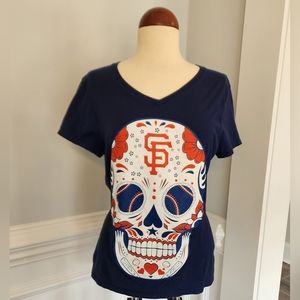 Sugar Skull San Francisco Giants Baseball Fitted T-shirt Large